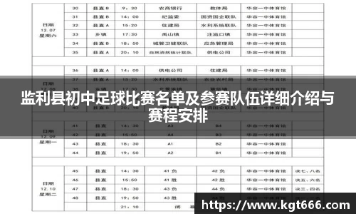 监利县初中足球比赛名单及参赛队伍详细介绍与赛程安排